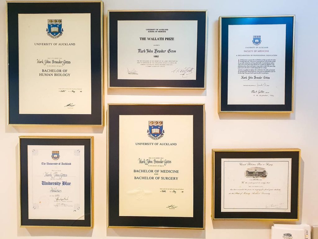 Dr Mark Gittos Certificates